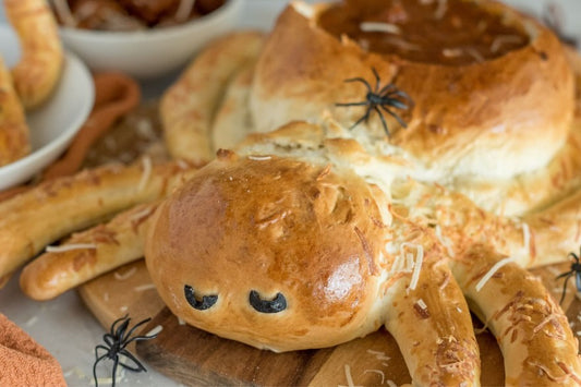 Saucy Spider dip with Hairy Legs and Creepy Eyeballs